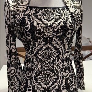 Joseph Ribkoff Black Ivory Gold Long Sleeve Top